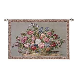 Floral Basket Light Loom Woven Tapestry - 96 X 147 Cm (3'2" X 4'10") - Requires Rod Size 4 For Sale