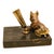 1960s Vintage Solid Brass French Bulldog Pen Stand on Italian Portoro Gold Marble Base For Sale - Image 5 of 8
