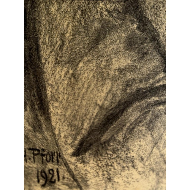 Modern Heinrich Pforr, The Gentleman with the Mustache, Charcoal on Paper For Sale - Image 3 of 11