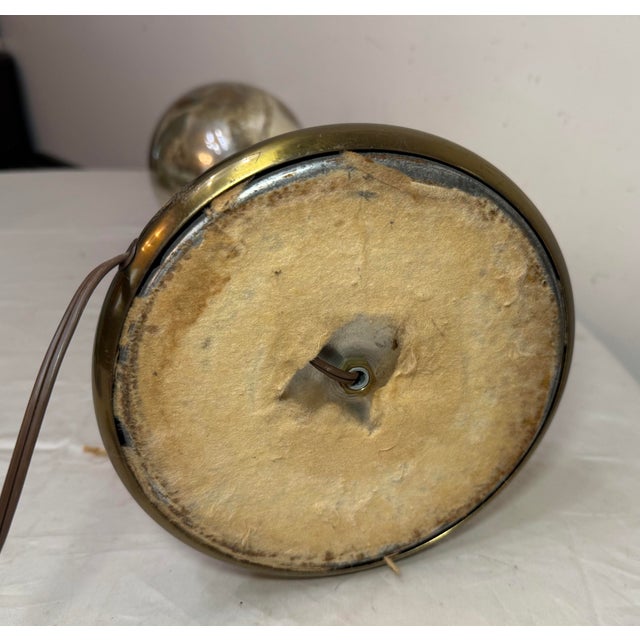 Large Antique Mercury Glass Brass Seltzer Siphon Bulbous Round Bottle Table Lamp For Sale - Image 11 of 11