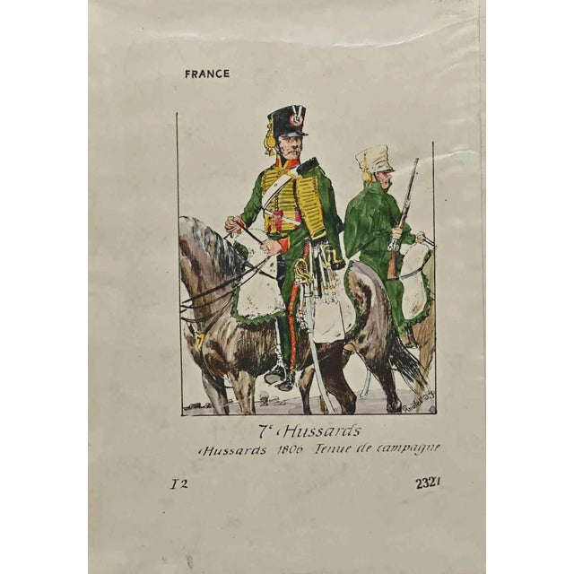 7e Hussards is an original drawing in ink and watercolor realized by Herbert Knotel in 1930/40s. Good condition except for...