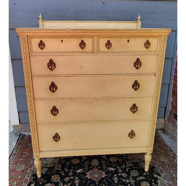 French Country Find Antique Dresser With Ornate Lilly of the Valley Door Knobs For Sale - Image 3 of 12