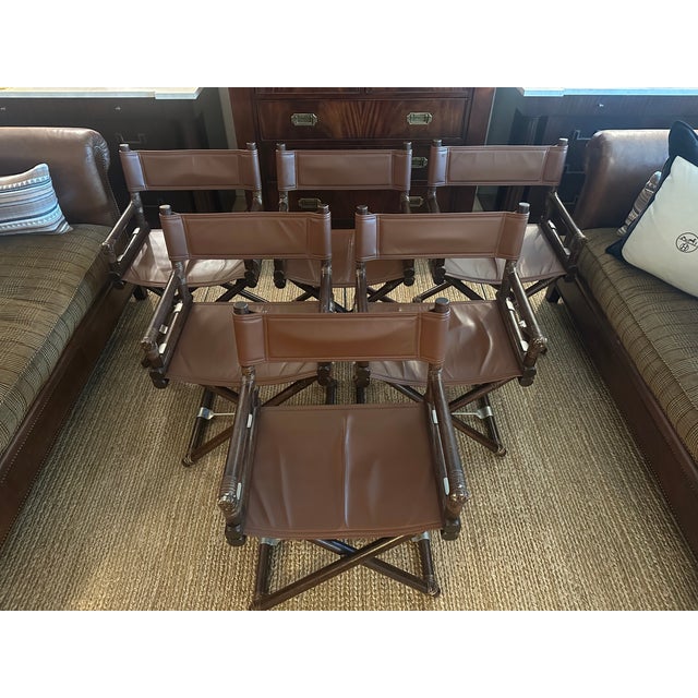 Contemporary Late 20th Century McGuire Organic Modern Director's Dining Chairs - A Set of Six For Sale - Image 3 of 9