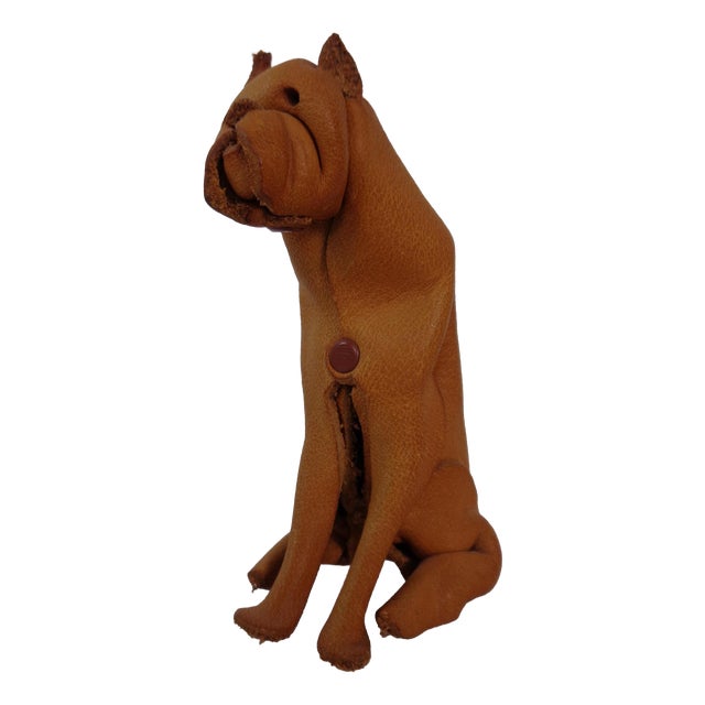 Handmade Leather Boxer Dog from Deru Wiesbaden, Germany, 1960s For Sale