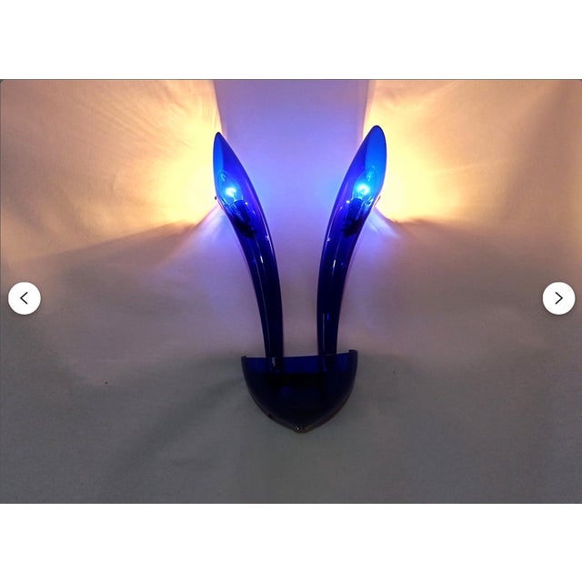 Blue Murano Glass Wall Sconce by Seguso, 1990s For Sale - Image 8 of 10