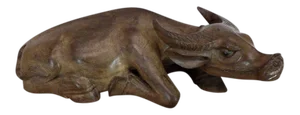Large Carved Wood Sculpture of a Water Buffalo