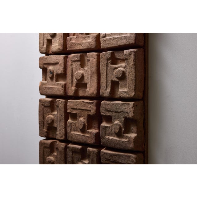 Wood Ceramic Inca Wall Panel by Georges Jouve, 1960s For Sale - Image 7 of 11