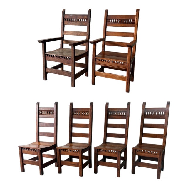 Vintage Set of Six Studio Craft Dining Chairs For Sale