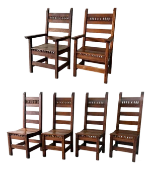 Vintage Set of Six Studio Craft Dining Chairs