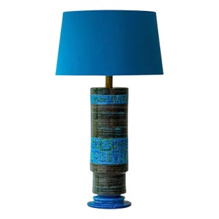 Bitossi Aqua Green Black Ceramic Table Lamp by R. Houben, 1970 For Sale