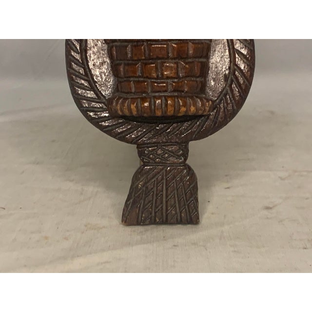 Carved Wood Wall Mount Match Holder: Rope & Tassel Design For Sale - Image 4 of 10