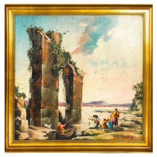 Giancarlo Drovandi, Palladian Classical Roman Ruins, 20th-Century, Oil on Canvas, Framed For Sale