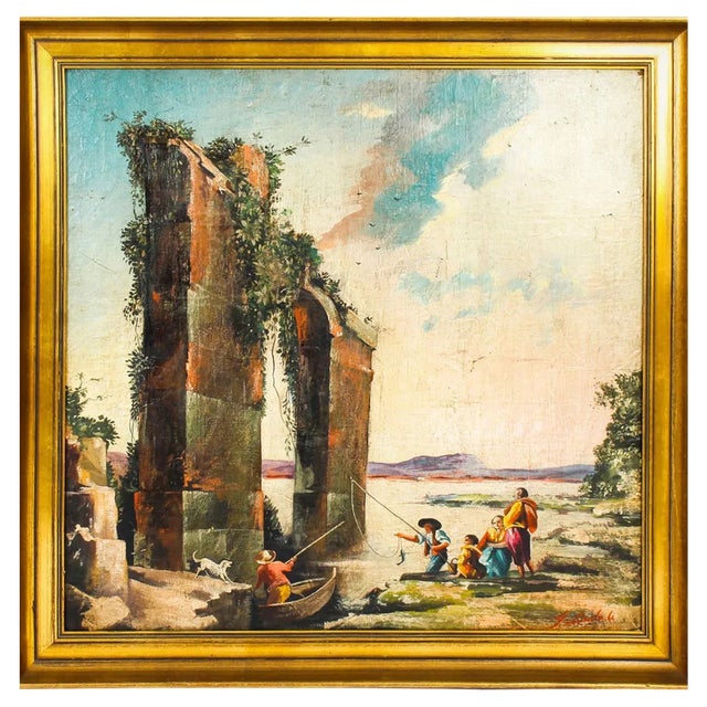 Giancarlo Drovandi, Palladian Classical Roman Ruins, 20th-Century, Oil on Canvas, Framed For Sale