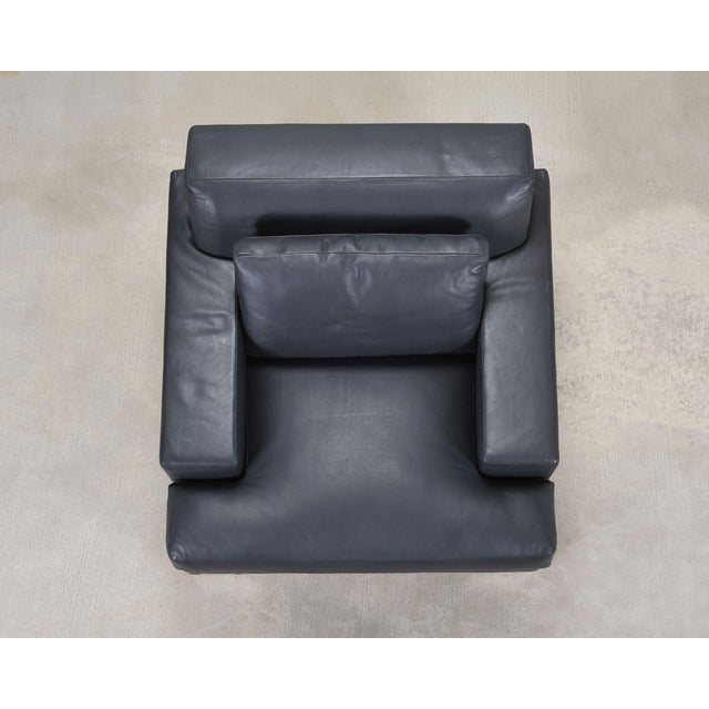 2000 - 2009 Ralph Lauren Navy Leather Pryce Club Chair With Steel Feet For Sale - Image 5 of 18