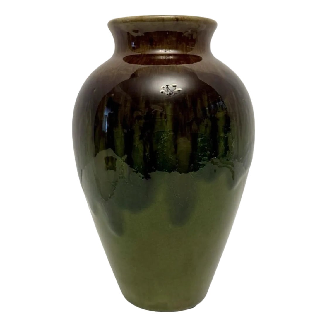 Vintage Studio Art Pottery 8” Tall Vase With Brown and Green Drip ...