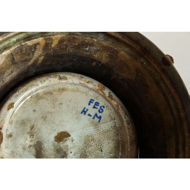 Blue Antique Moroccan Footed Vase, Blue & White Ceramic With Filigree For Sale - Image 8 of 9