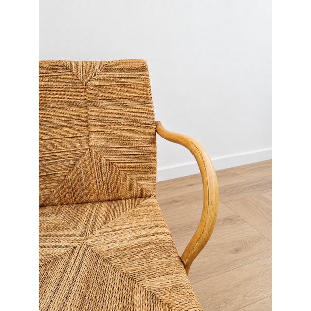 Vintage Japanese Lounge Chairs in Wood and Woven Jute, 1970s, Set of 2 For Sale - Image 9 of 10