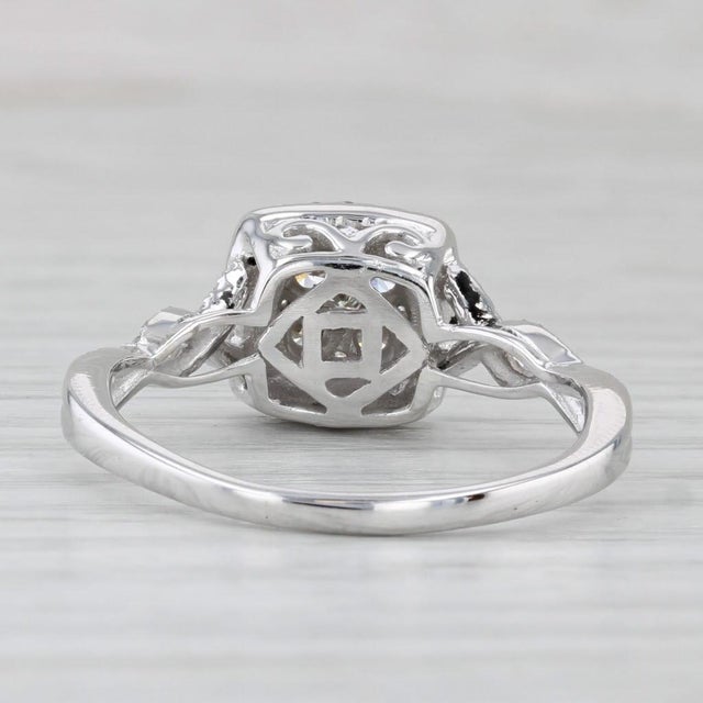 2010s 0.57ctw Round Diamond Halo Engagement Ring 14k White Gold Size 10 For Sale - Image 5 of 9