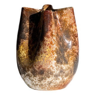Sculptural Crystalline Metallic Glazed Studio Ceramic Vase by Richard Uhlemeyer, Germany, 1970s For Sale