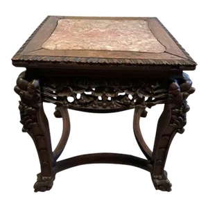 Early 20th Century Antique Chinese Carved Rosewood Low Table