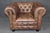Pair of English Custom Chesterfield Brown Distressed Leather Tufted Club Chairs For Sale - Image 4 of 10