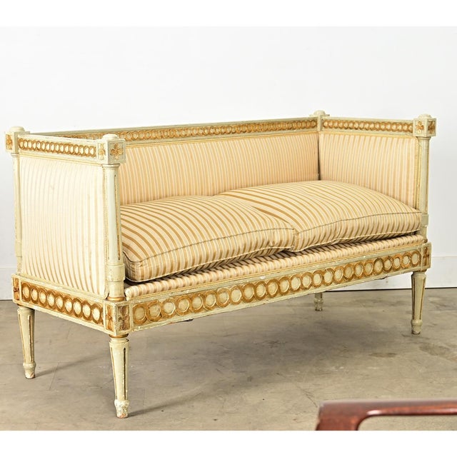 Cream Swedish 19th Century Painted and Parcel Gilt Settee For Sale - Image 8 of 13