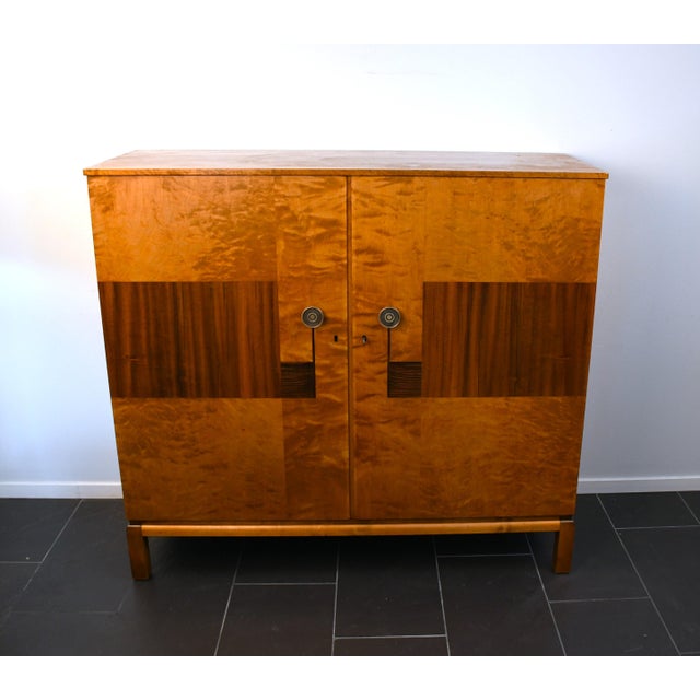 Swedish Grace Flamed Birch and Macassar Cabinet by Svenska Möbelfabrikerna, SMF, Late 1920s For Sale - Image 4 of 9