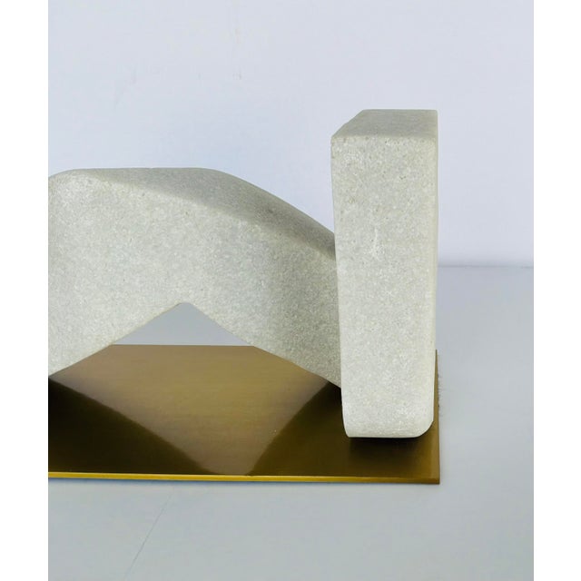 Arteriors Home Arteriors Modern Ricestone and Brass Zane Sculpture For Sale - Image 4 of 5