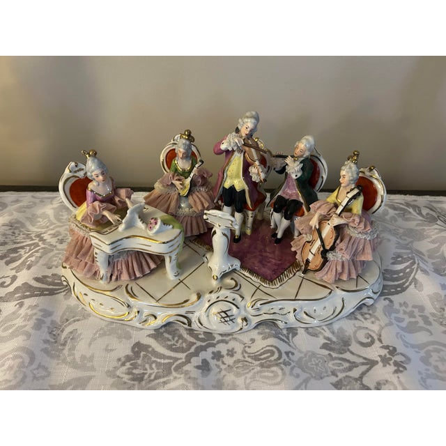 1950s Large Estate Vintage Dresden Lace Orchrchrestra Piece For Sale - Image 5 of 6