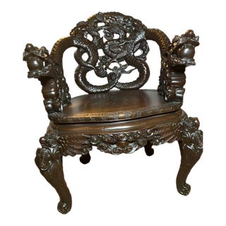 Late 19th Century Antique Hand Carved Chair For Sale