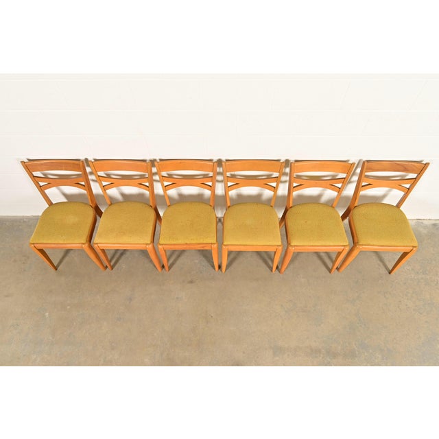 1950s Heywood Wakefield Mid-Century Modern Solid Maple Dining Chairs, Set of Six For Sale - Image 5 of 13