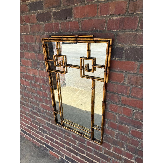 Labarge LaBarge Faux Bamboo Brass Wall Mirror – Hollywood Regency, 46” Tall For Sale - Image 4 of 9