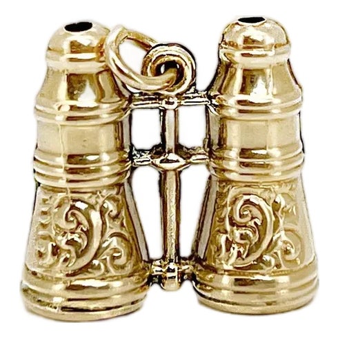 1960s Vintage Gold Binoculars Charm, 14k For Sale