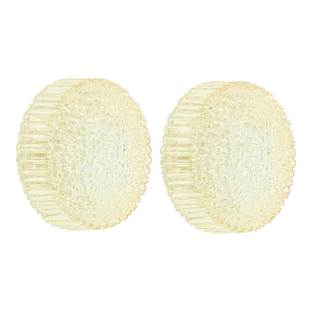 1970s Mid-Century Modern Amber Bubble Glass Wall Lights by Helena Tynell for Limburg - a Pair For Sale