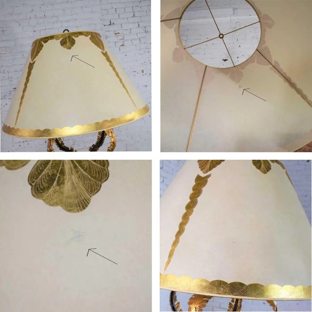 Monumental Neoclassical Style Iron Floor Lamp With Acanthus Leaf Design & Parchment Shade For Sale - Image 9 of 13
