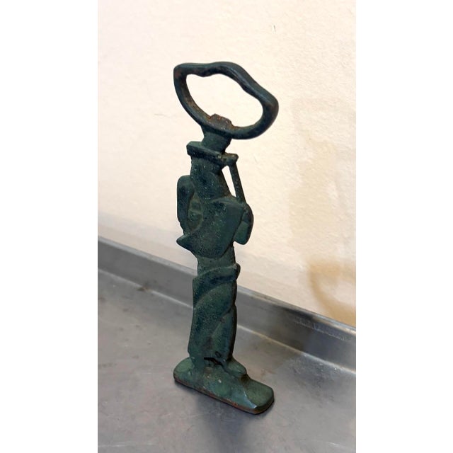Abstract 1950s Abstract Figural Green Metal Bottle Opener For Sale - Image 3 of 4
