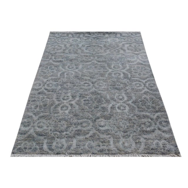 1990s Ziegler Gray Hand-Knotted Wool & Silk Rug - 3'11'' X 5'9'' For Sale - Image 4 of 8