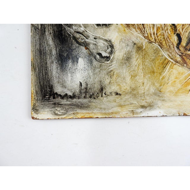 Mid 20th century oil on Masonite painting of gray and orange tabby cats by Anne Hudson (1920-1977) England. Well know for...