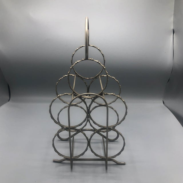Hollywood Regency 1980s Faux Bamboo Silverplated Wine Rack For Sale - Image 3 of 7