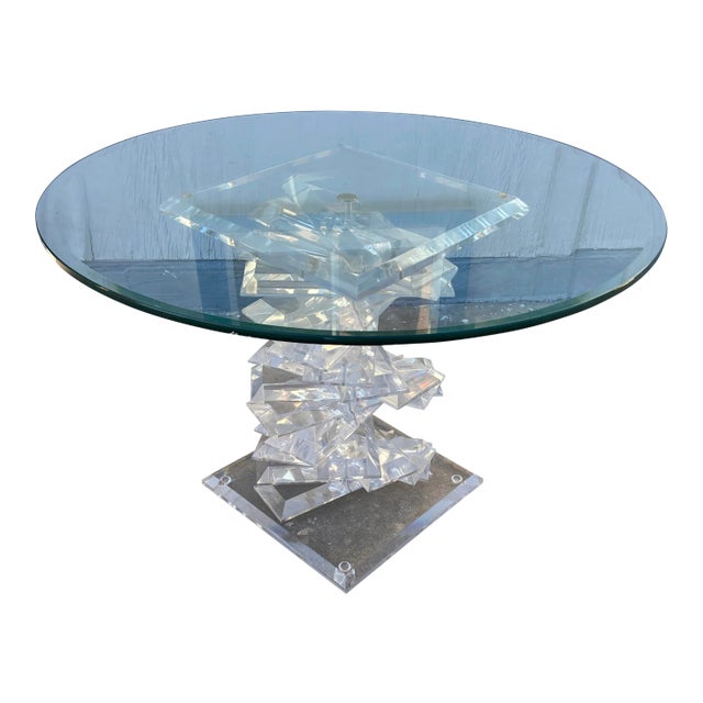 Late Mid Century Modern Lucite Helix Spiral Table For Sale
