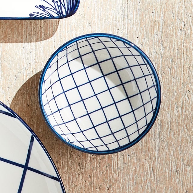 Blue Stria Grid Dip Bowls, Set Of 6 For Sale - Image 8 of 8