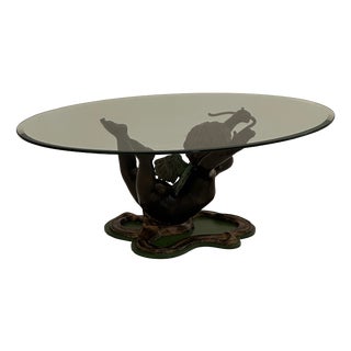 Vintage Coffee Table with Glass Top, 1970s For Sale