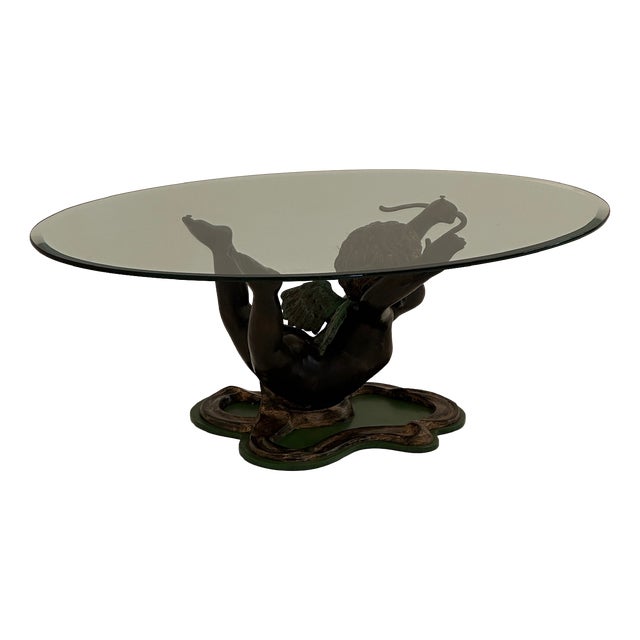 Vintage Coffee Table with Glass Top, 1970s For Sale