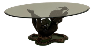 Vintage Coffee Table with Glass Top, 1970s