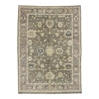 Earth-Tone Turkish Oushak Rug - 09'01 X 12'04 For Sale
