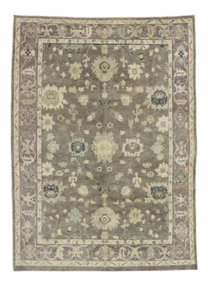 Earth-Tone Turkish Oushak Rug - 09'01 X 12'04