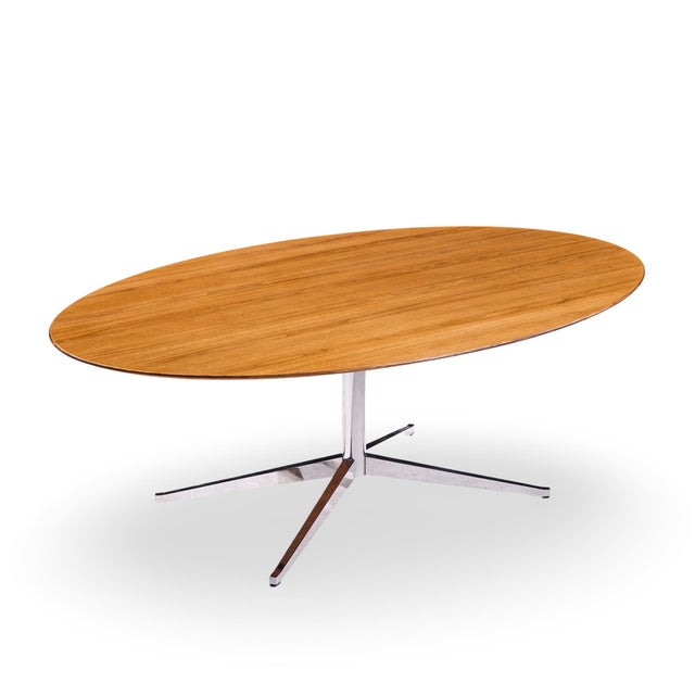 Florence Knoll Mid Century Walnut and Chrome Dining Table For Sale In Chicago - Image 6 of 7
