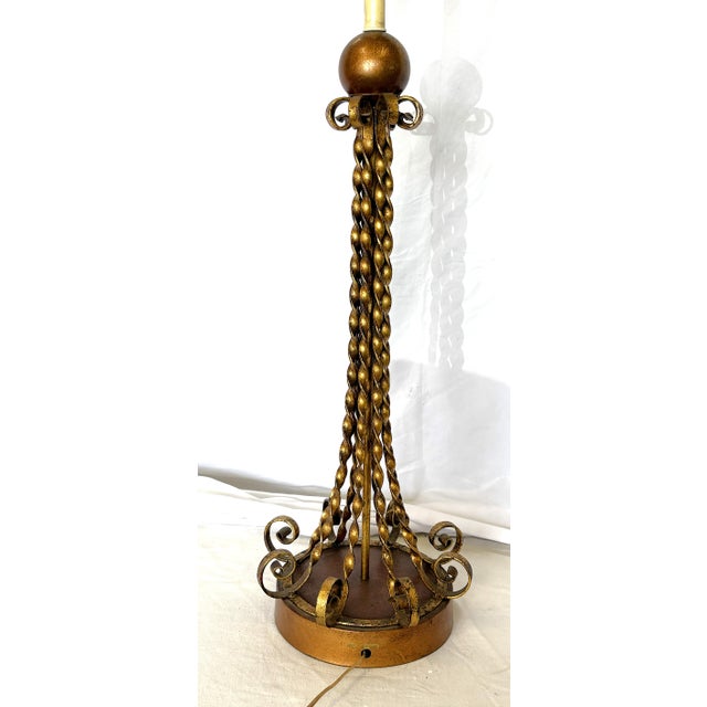 Bronze 1950's Mid-Century Modern Tall Twisted Metal Table Lamp For Sale - Image 8 of 15