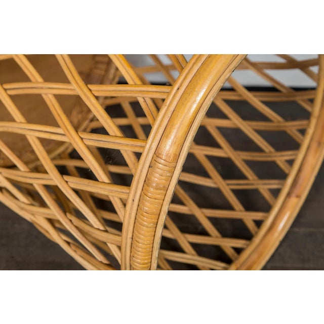 1960s Rattan Pieces Small Cylindrical Table, Small Square Ottoman - A Pair For Sale - Image 5 of 11