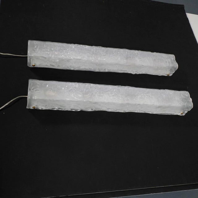 2000 - 2009 Pair of textured Murano glass sconces For Sale - Image 5 of 10